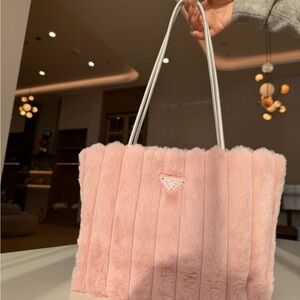 PRADA GWP Pink Faux Mink Fur Shoulder bag comes inside a bag only no box